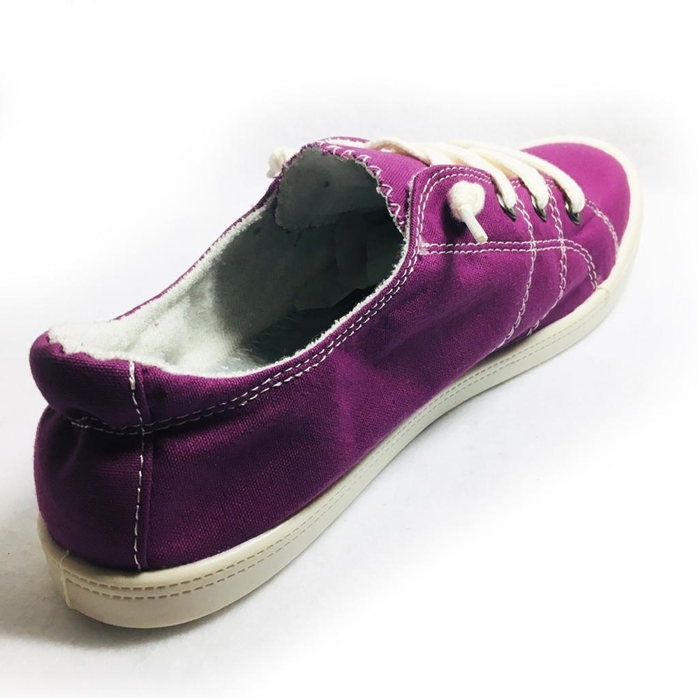 Purple Lace Up Slip On Flexible Rubber Casual Street Sneakers - Picture 6 of 9